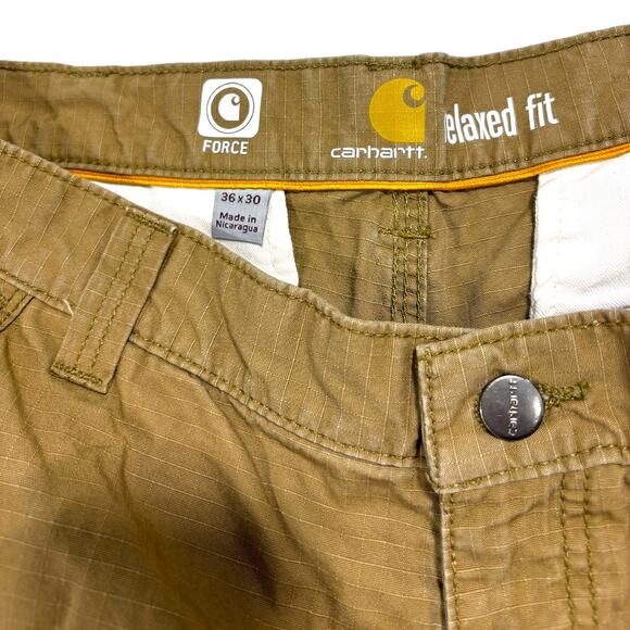 Carhartt Pants Men’s 36x30 Cargo Ripstop Relaxed Fit Tan Work Cotton Khaki - Picture 3 of 6